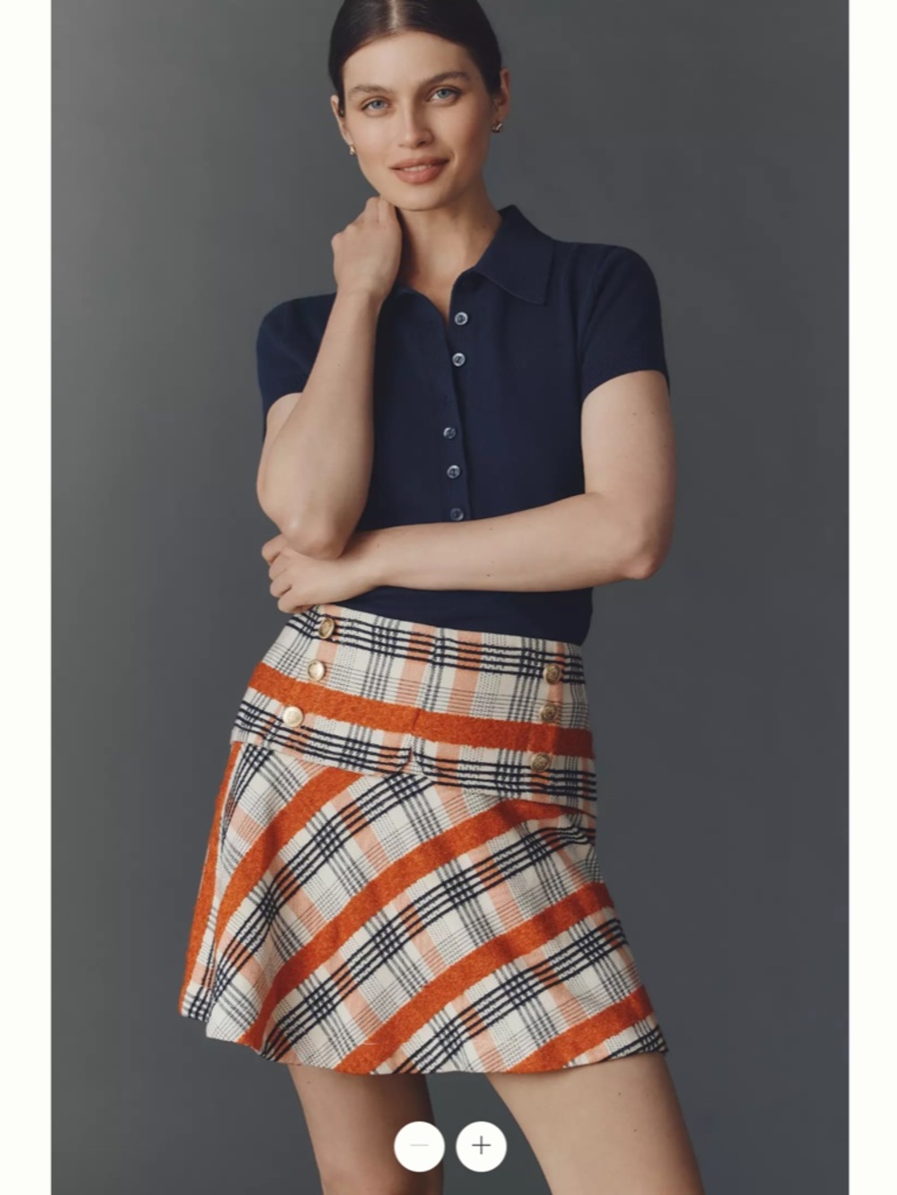 Anthropologie Maeve Tweed Button-Front Mini Skirt